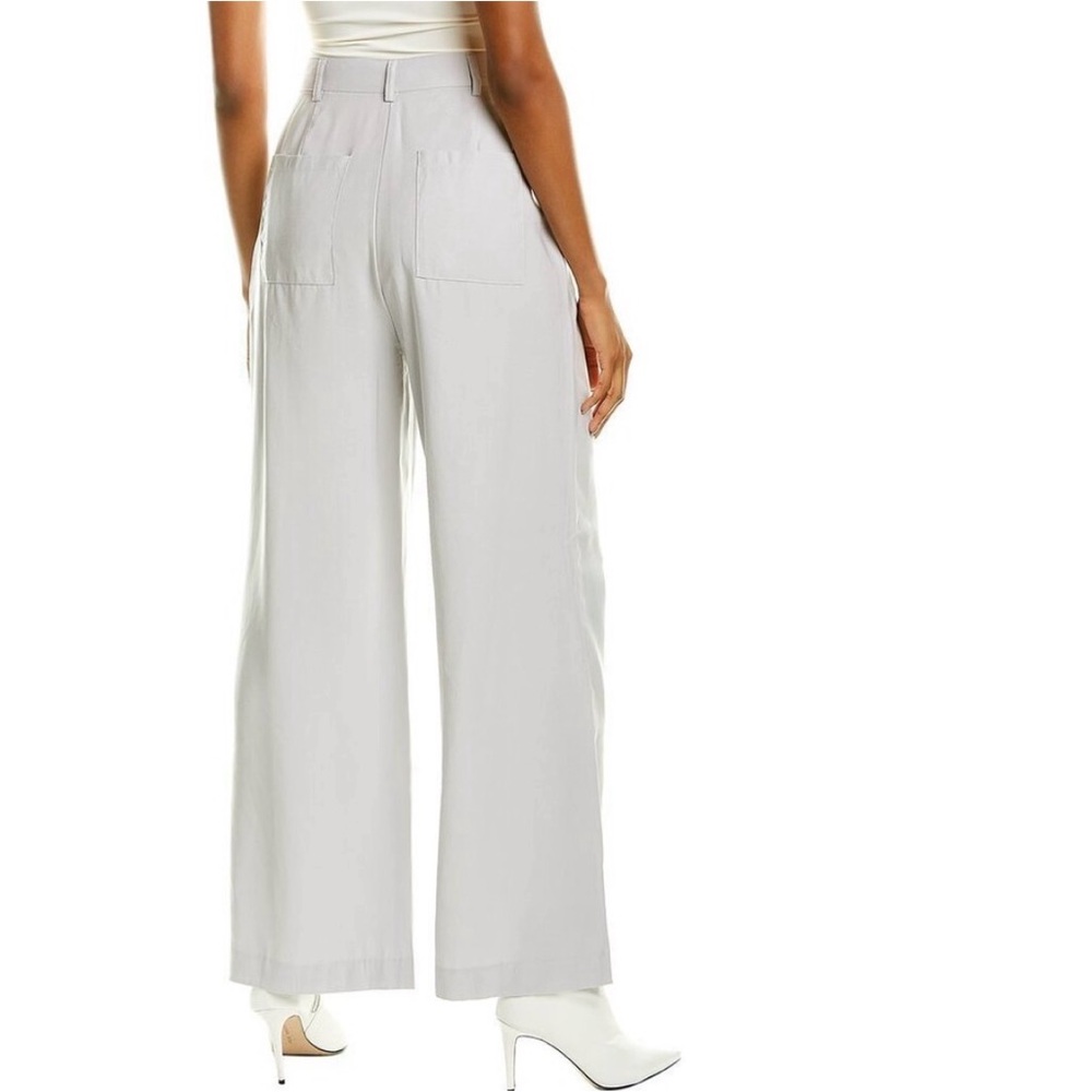 DANIELLE BERNSTEIN We Wore What Soft Gray Wide-Leg Pleated Trousers Pants Mist - Picture 2 of 8